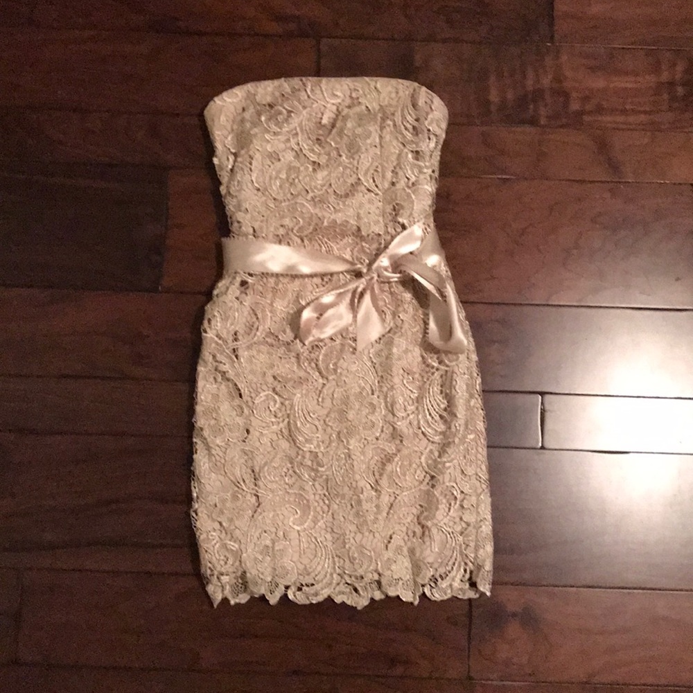 Champagne strapless formal dress